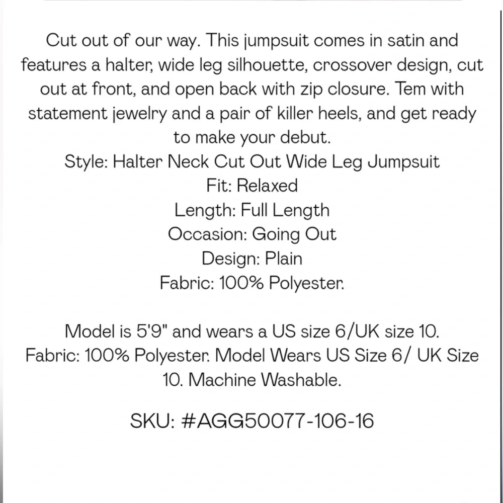 NWT Nasty Gal “Oh What A Night” Champagne Satin Halter Wide Leg Jumpsuit - Picture 2 of 6